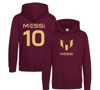 BlackMacaw Kids Lionel Messi Inspired Soccer Hoodie Jumper - Maroon, Size 3-13yrs, Number 10