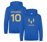 BlackMacaw Kids Lionel Messi Inspired Soccer Hoodie Jumper - Messi Merch - Boys & Girls Gift Top - Tee - 3-13yrs - Number 10#10 - BLUE - 9-11