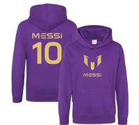 BlackMacaw Kids Lionel Messi Inspired Soccer Hoodie - Purple, Size 3-13yrs, Number 10