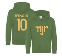 BlackMacaw Kids Neymar Jr Inspired Soccer Hoodie Jumper footy merch Jumper Neymar Jr Merch Boys Girls Gift Top Tee 5-13yrs Number 10# 10_KHA_7-8 Khaki
