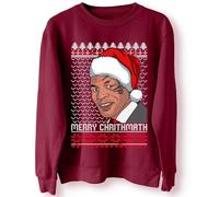 BlackMacaw Merry Chrithmath Lisp Boxing Novelty Christmas Jumper Party Sweatshirt, Funny Xmas Jumper Christmas Sweater - Maroon - L