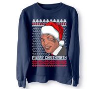 BlackMacaw Merry Chrithmath Lisp Boxing Novelty Christmas Jumper Party Sweatshirt, Funny Xmas Jumper Christmas Sweater - Navy - M