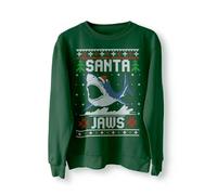 BlackMacaw Santa Jaws Christmas Jumper Sweater Sweatshirt Funny Xmas Shark Gift Jaws Funny Movie Xmas Jumper top mens womens Unisex Meme Ugly Jumper_BGRN_M Bottle Green