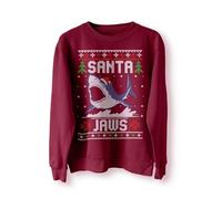 BlackMacaw Santa Jaws Christmas Jumper Sweater Sweatshirt Funny Xmas Shark Gift Jaws Funny Movie Xmas Jumper top mens womens Unisex Meme Ugly Jumper