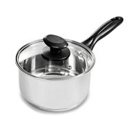 Blackmoor 16cm Stainless Steel Saucepan/Tempered Glass Lid with Steam Vent/PFAS-Free/Suitable for All Hob Types Including Induction/Necessities Range 69819