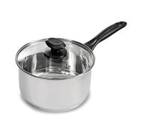 Blackmoor 18cm Stainless Steel Saucepan/Tempered Glass Lid with Steam Vent/PFAS-Free/Suitable for All Hob Types Including Induction/Necessities Range 69829
