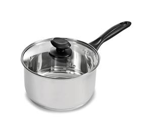 Blackmoor 18cm Stainless Steel Saucepan/Tempered Glass Lid with Steam Vent/PFAS-Free/Suitable for All Hob Types Including Induction/Necessities Range 69829
