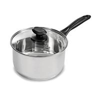Blackmoor 20cm Stainless Steel Saucepan/Tempered Glass Lid with Steam Vent/PFAS-Free/Suitable for All Hob Types Including Induction/Necessities Range 69839