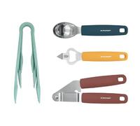 Blackmoor 4pc Utensil Set/Stainless Steel Kitchen Set/Garlic Press, Ice Cream Scoop, Bottle Opener and Tongs/Food Prep and Serving Tools 68819