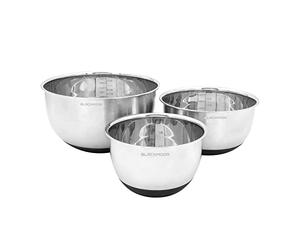 Blackmoor 65109 Stainless Steel Mixing Bowls/Set of 3 / Stackable with Non-Skid Silicone Base and Measuring Markers/Baking, Cooking and Serving Food