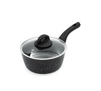 Blackmoor 65740 Classic 18cm Saucepan with Tempered Glass Lid/Non-Stick Coating/Cool Touch Handle/Suitable for Induction, Gas & Electric Hobs/Black Colour