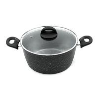 Blackmoor 66130 Classic 24cm Stock Pot with Tempered Glass Lid / 5-Litre Capacity/Non-Stick Coating/Cool Touch Handles/Suitable for Induction, Gas & Electric Hobs/Black Colour