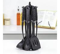 Blackmoor 66779 6-Piece Kitchen Utensils Set / Non-Scratch & Heat Resistant / BPA Free Plastic / Modern & Vibrant Stylish Black Marble Colour / Space Saving Kitchen Storage