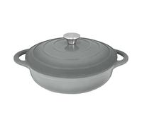 Blackmoor 67649 28cm Cast Iron Shallow Casserole Dish With Lid / 2.5L Capacity/Oven Proof Up To 260°C/Non-Stick Enamel Coating/Easy Grip Handles/Works On All Hob Types/Stylish Grey Colour