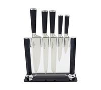 Blackmoor 69059 5-Piece Knife Set with Clear Stand/Hardened High-Grade Stainless-Steel Knives with Ergonomic Handles/Edge Retention Functionality/Modern & Stylish Kitchen Accessories