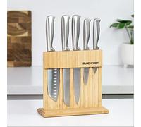 Blackmoor 69089 5-Piece Knife Set with Bamboo Wood Stand/Hardened High-Grade Stainless Steel Knives/Edge Retention Functionality/Modern & Stylish Kitchen Accessories, Silver