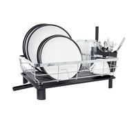 Blackmoor Dish Drainer Rack/Detachable Cutlery Holder and Removable Draining Board Drip Tray/Durable and Space Saving for Kitchen Counter/Black or Chrome Design / 49 x 19.5 x 32.5 cm (Chrome)