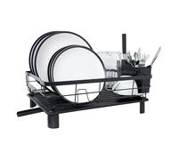 Blackmoor Dish Drainer Rack/Detachable Cutlery Holder and Removable Draining Board Drip Tray/Durable and Space Saving for Kitchen Counter/Black or Chrome Design / 49 x 19.5 x 32.5 cm (Black)