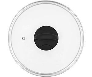 Blackmoor Home 67149 20cm Tempered Glass Pan Lid | Soft Touch Handle | Suitable for Pots & Pans | Built in Steam Vent | Stainless Steel Edge
