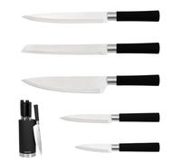 Blackmoor Orb 5 Piece Knife Set with Storage Stand/Stainless Steel Knives with Soft Grip Handles & Brushed Steel or Wood Detail/Easy Clean Essential Kitchen Accessory (Black & Brushed Steel)