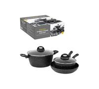 Blackmoor Pan Sets / 2, 3 and 4 Piece Sets / 2 Colours/Non-Stick/Cool-Touch Handles/Scratch Resistant/Suitable for Induction, Electric and Gas Hobs (Black, 3 Piece Mixed)