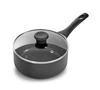 Blackmoor Saucepan with Tempered Glass Lid/Ceramic Non-Stick, PFAS-Free, All Hob Types Including Induction/Essentials Range (20cm Saucepan)
