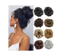 ,BlackNatural Look Hair Pieces & Extensions, Synthetic Hair Bun Wig Donut Wavy Elastic Rubber Scrunchie Hair Pieces Ladies Hair Extension Curly Wrap,Human Hair Clip-In Ponytail