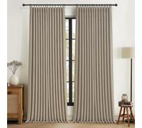 Blackout 70 Inch Extra Wide Linen Two Layer Living Room Curtains 102 Inches Long 2 Panels Set, Memory Trained Pinch Pleated Insulated Soundproof Custom Fall Drapes with Back Tab 70" W x 108" L Taupe