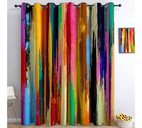 Blackout Abstract Stripes Artistic Print Window Curtains, W 46.1" x L 54.3" Thermal Insulated Curtains for Bedroom, Multicolor Eyelet Window Treatments for Living Room, 2 Panels