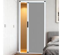 Blackout Accordion Door for Bedroom, Custom Temporary Honeycomb Doors Folding Concertina Door Gate 80 84 inch, Invisible Grille Sliding Door(Gray,58x84in)