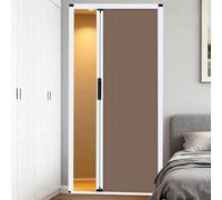 Blackout Accordion Door for Bedroom, Custom Temporary Honeycomb Doors Folding Concertina Door Gate 80 84 inch, Invisible Grille Sliding Door(Brown,34x80in)
