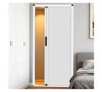 Blackout Accordion Door for Bedroom, Custom Temporary Honeycomb Doors Folding Concertina Door Gate 80 84 inch, Invisible Grille Sliding Door(White,36x80in)