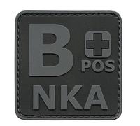 Blackout ACU BPOS B+ NKA Blood Type No Known Allergies Subdued Morale PVC Rubber Fastener Patch