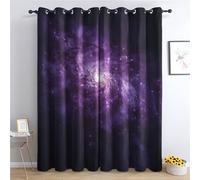 Blackout ains - Purple Outer Space Universe Design 90x108 Thermal Ilated Drapes for Living Room Eyelet 2 Panels - Slish Home Decor