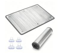 Blackout Aluminum Foil Window Insulation Film, Reflective Window Cling Thermal Insulation Kit with Suction Cup for Summer Heat, Privacy Sheet Cover for RV Skylight Garage(Gray,90x170cm (35x67in))