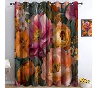 Blackout and Eyelet Curtains, Bright Delicate Flowers Poppies Printed Thermal Insulated Curtains for Bedroom W 29.5" x L 65" (2 Panels) - Color for Baby Nursery, Bedroom, Living Room