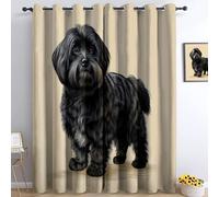 Blackout and Eyelet Curtains, Simple Cute Animal Portraits Puppy Printed Thermal Insulated Curtains for Bedroom W 52" X L 84" (2 Panels) - Apricot Black for Baby Nursery, Bedroom, Living Room
