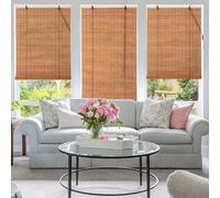 Blackout Bamboo Roller Shades for Privacy Protection 40-160 Cm Wide, Natural Roll Up Curtain Woven Window Shades