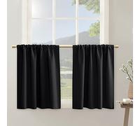 Blackout Black Short Curtains 30 Inch Length for RV Kitchen Basement Thermal Insulated Room Darkening Rod Pocket Small Window Curtain for Bathroom Cabinet,42 Inch Wide by 30 Inches Long,Set 2 Panels