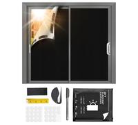 Blackout Blind, 300 X 145cm Portable Blackout Blinds Stick On, 100% Black Out Blinds for Cutting Any Size or Shape, Window Sun Blocker, Window Blackout Cover Fabric with 20 Fastener, 30 Stickers