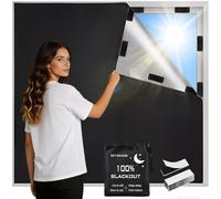 Blackout Blind, 400 x 145 CM Temporary Blackout Blinds Stick on, No Drill Blinds for Windows Portable Black Out Blinds Fits Any Size Shape, for Bedroom Nursery Baby Sleep Home Office