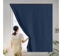 Blackout Blind 90 x 210 cm, Customized Blind Temporary, No Drill, Easy Fit, Light Material Small Portable No Drill Blinds, with Nano Tape for Home Office, Blue