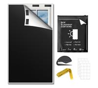 Blackout Blinds, 300x145cm Stick On Temporary Curtains, 100% Blackout Fabric for Windows, Portable Cut to Any Size for Nursery, Travel and Bedroom, Sleep Enhancing (Pure Black Style)