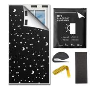 Blackout Blinds, 300x145cm Stick On Temporary Curtains, 100% Blackout Fabric for Windows, Portable Cut to Any Size for Nursery, Travel and Bedroom, Sleep Enhancing (Star Style)