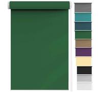 Blackout Blinds No Drill 60 x 100 cm Privacy Protection Easy to Install, Dim-Out Roller Blind Made to Measure for Any Window, Loft, Dark Green