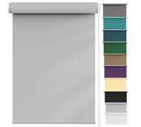 Blackout Blinds No Drill 95 x 100 cm Thermal Insulated UV Protection, Sun Shade Curtain Made to Measure for Bedroom, Nursery, Light Grey