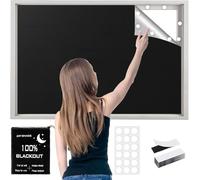 Blackout Blinds Stick On, 100% Blackout Blind Curtain for Window, 420D Fabric Portable Blackout Shades Film for Bedroom, Cut to Any Size, 18*Round adhesive & 12 Loop Tapes