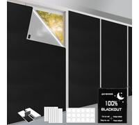Blackout Blinds Stick on 300x145cm, 420D Blackout Curtain for Window, No Drill Film for Bedroom, Cut to Any Size, Portable Black Out Blinds for Travel Temporary, 12 Velcro, 18 Adhesive Tapes