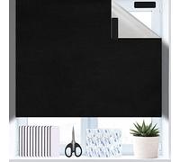 Blackout Blinds Stick On 300x145cm, Portable 100% Black Out Material, Temporary Blocking Lights Curtains Window Cover for Nursery Bedroom and Travel, with Self Adhesive Fasteners and Scissors(BLACK)