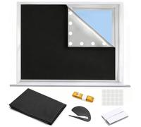 Blackout Blinds Stick On 300x145CM - Portable 100% Blackout Curtain for Window, Temporary No Drill Cut to Size Window Cover, Scissors for Bedroom Nursery Travel and RV